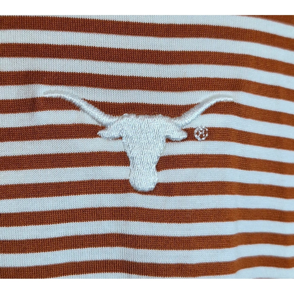 Texas Longhorns Peter Millar Mens Polo Shirt Burnt Orange White Striped XXL 2XL